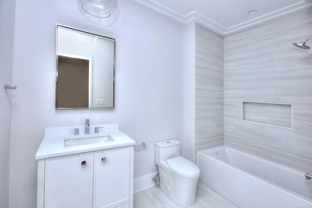 158 Compo Rd N, Westport, CT 06880 - full bath featuring vanity, toilet, shower / bath combination, and baseboards