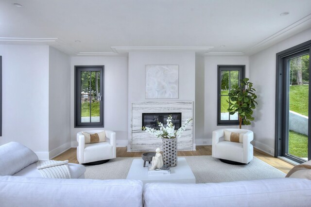 158 Compo Rd N, Westport, CT 06880 - living area with wood finished floors, a high end fireplace, and baseboards