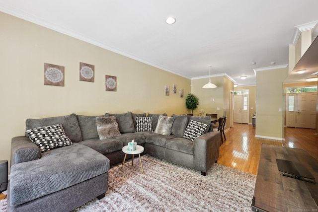 20 Goodwin Cir Unit 20, Hartford, CT 06105 - living room featuring hardwood / wood-style flooring, crown molding, and baseboards