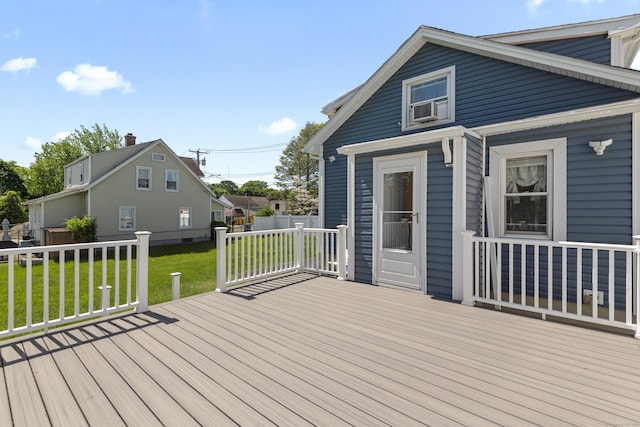 24 High St, West Haven, CT 06516 - wooden deck with a yard and cooling unit