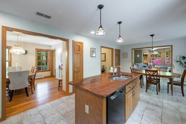 67 Blue Heron Dr, East Hampton, CT 06424 - kitchen with a sink, dishwasher, a center island with sink, healthy amount of natural light, and recessed lighting