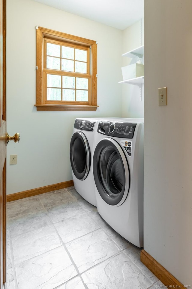 67 Blue Heron Dr, East Hampton, CT 06424 - laundry room with separate washer and dryer and baseboards