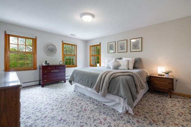 67 Blue Heron Dr, East Hampton, CT 06424 - bedroom with multiple windows, carpet, baseboards, and a baseboard radiator
