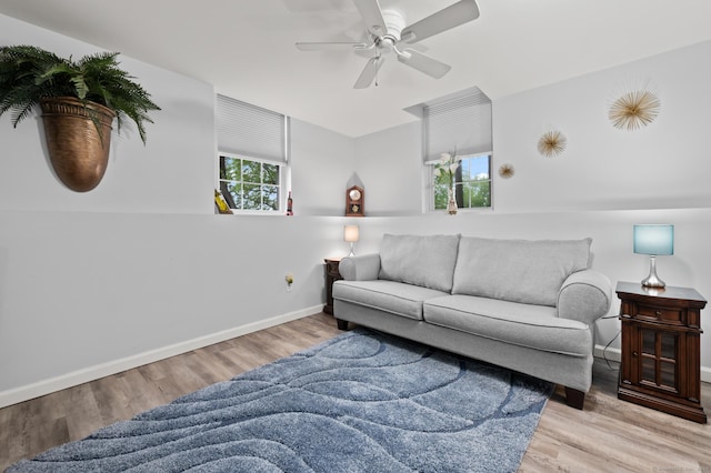 8 Pasco Dr Unit E, East Windsor, CT 06088 - living room with wood finished floors, a ceiling fan, and baseboards