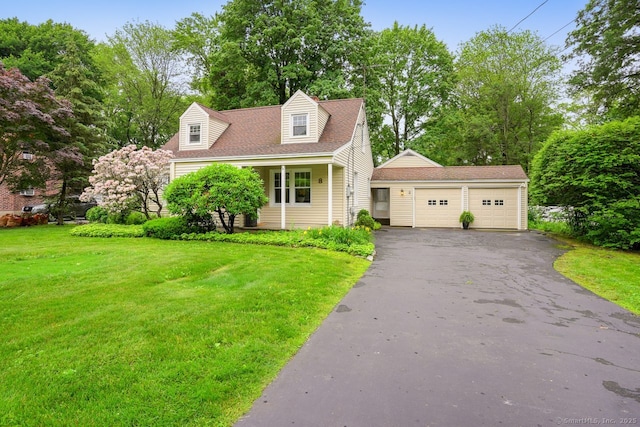 8 Bailey St, Trumbull, CT 06611 - new england style home with a front lawn, an outdoor structure, driveway, and an attached garage