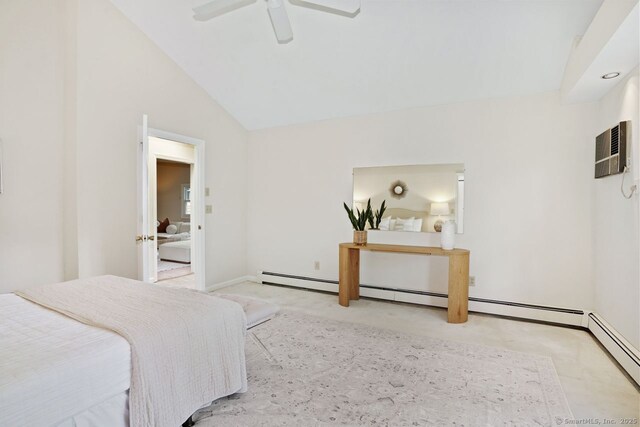 8 Bailey St, Trumbull, CT 06611 - bedroom featuring carpet, vaulted ceiling, ceiling fan, and a wall unit AC