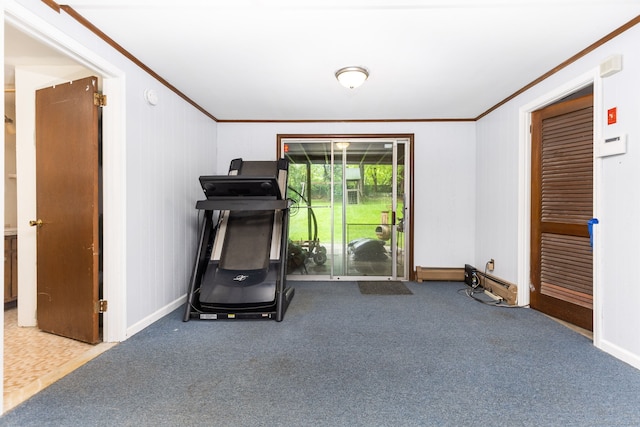 1 Meadowview Ln, Bloomfield, CT 06002 - exercise area with ornamental molding, carpet, and baseboards