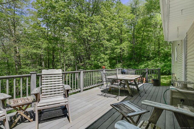 13 Bayberry Ln, Redding, CT 06896 - wooden terrace with outdoor dining space