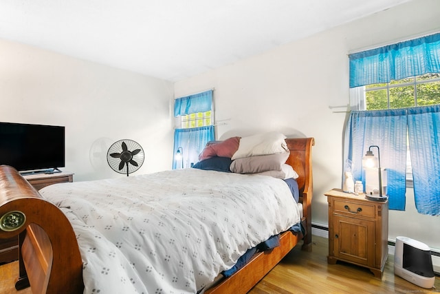 13 Bayberry Ln, Redding, CT 06896 - bedroom with light wood-style flooring, multiple windows, and a baseboard heating unit