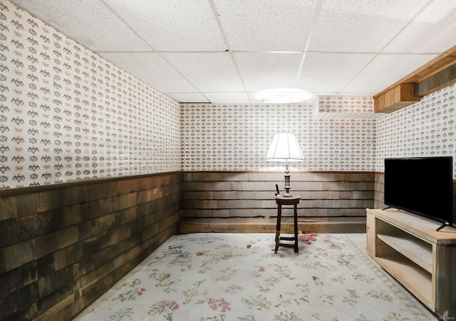 13 Bayberry Ln, Redding, CT 06896 - unfurnished room with a drop ceiling and a wainscoted wall