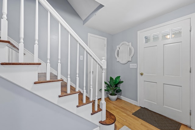 19 Crest Dr, Vernon, CT 06066 - entrance foyer with stairway, wood finished floors, and baseboards