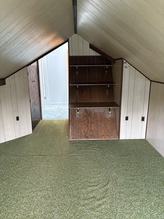 156 Russell Ave, Orange, CT 06477 - additional living space with wood walls, lofted ceiling, and carpet flooring