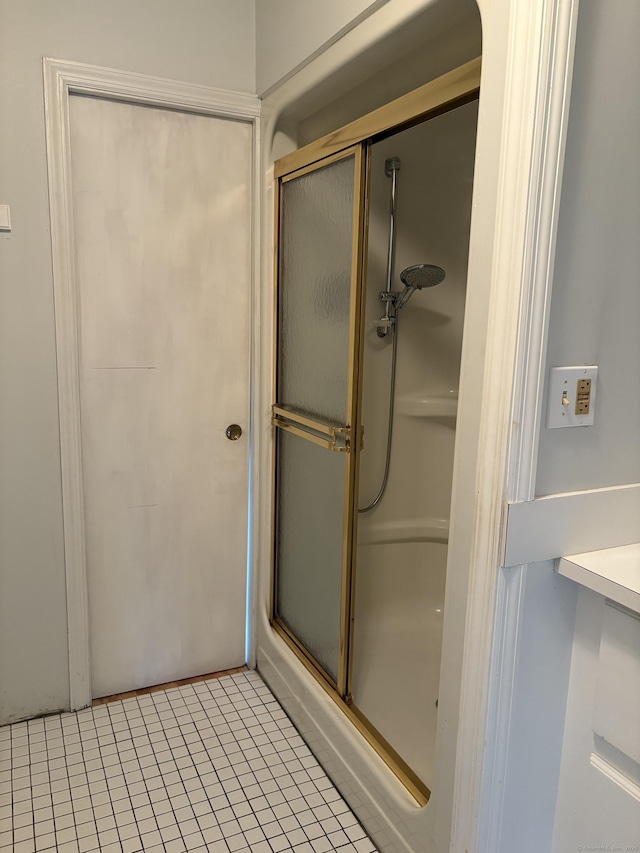156 Russell Ave, Orange, CT 06477 - bathroom with a shower stall and tile patterned floors