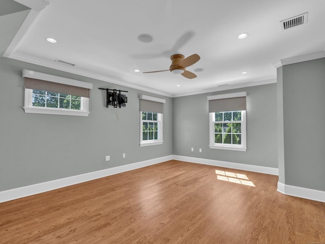 226 Alberta St, Fairfield, CT 06825 - unfurnished room featuring crown molding, plenty of natural light, ceiling fan, recessed lighting, and wood finished floors