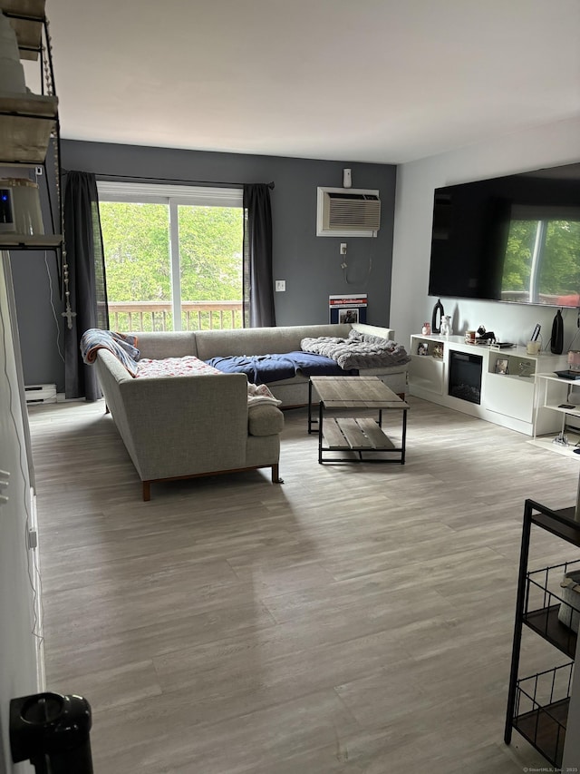 6 Hakim St Unit 2-6, Danbury, CT 06810 - living area with a wall mounted AC, light wood finished floors, and a baseboard radiator