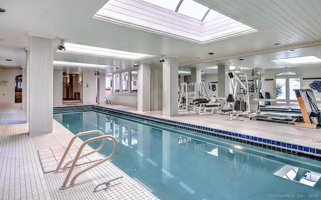 37 Hunting Hill Rd, Woodbridge, CT 06525 - indoor community pool featuring a skylight