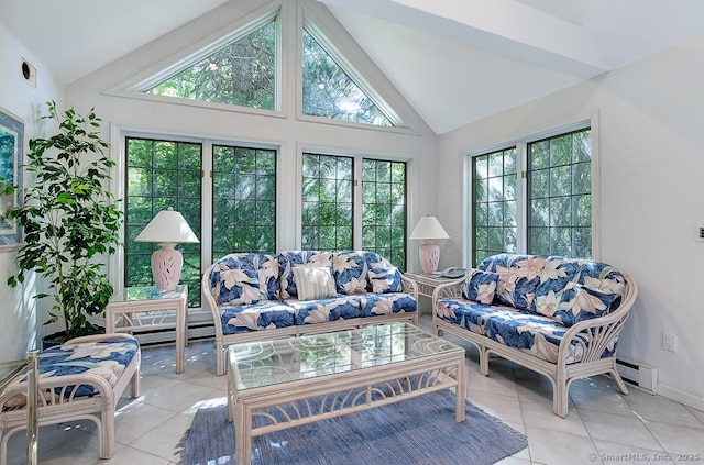 37 Hunting Hill Rd, Woodbridge, CT 06525 - sunroom / solarium featuring lofted ceiling and a baseboard heating unit