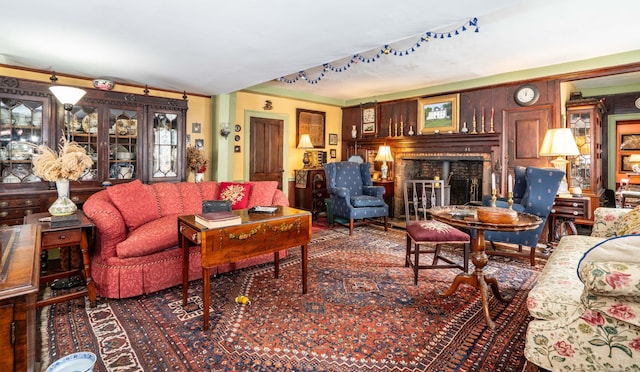 1066 Washington St, Middletown, CT 06457 - living room featuring a brick fireplace