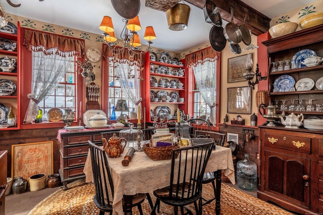 1066 Washington St, Middletown, CT 06457 - dining room featuring carpet flooring and a chandelier