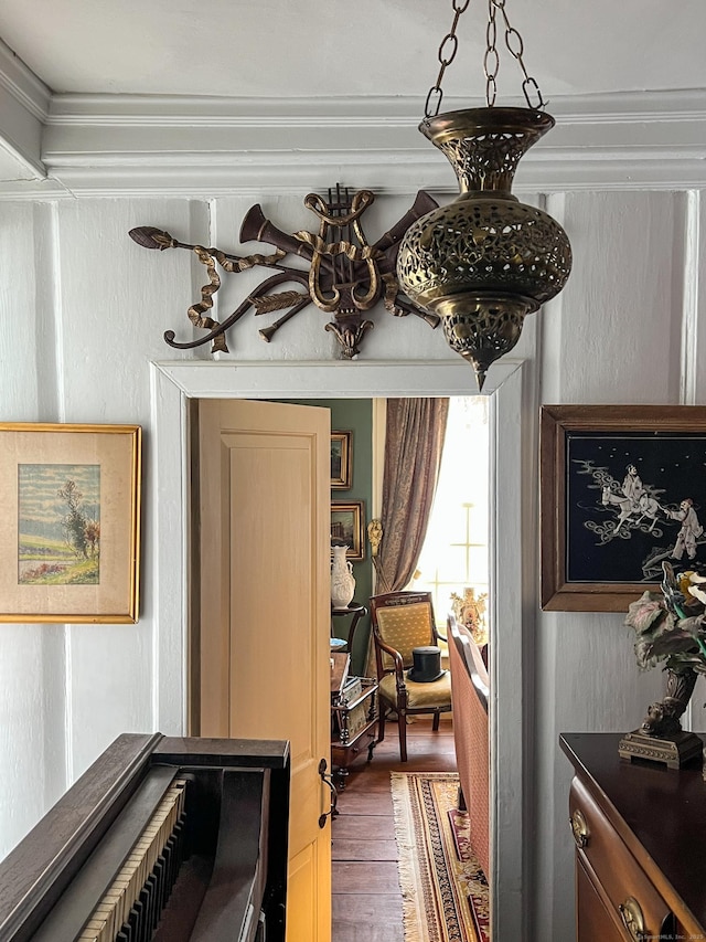 1066 Washington St, Middletown, CT 06457 - doorway featuring crown molding and wood finished floors