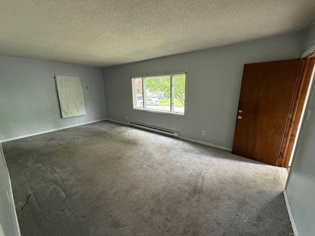 248 Lawlor St Apt 1, New Britain, CT 06051 - carpeted empty room with a baseboard heating unit, a textured ceiling, and baseboards