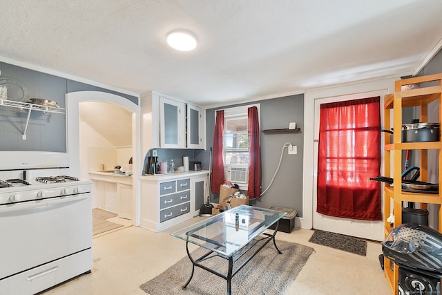 14 Palmer St, Killingly, CT 06239 - living room featuring arched walkways, a textured ceiling, and cooling unit