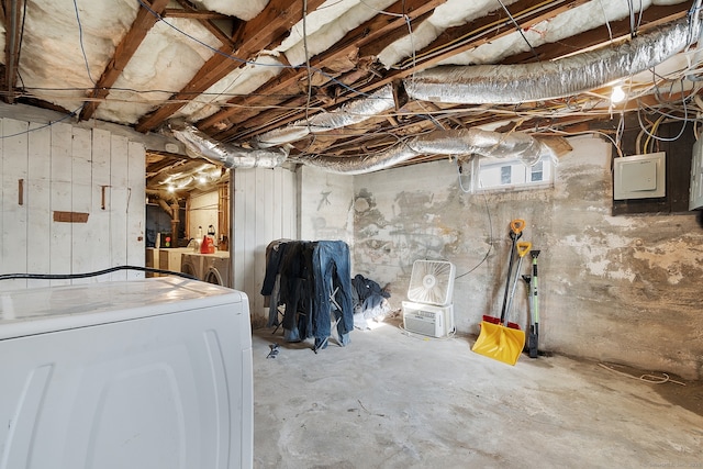 14 Palmer St, Killingly, CT 06239 - basement featuring washer / dryer and electric panel