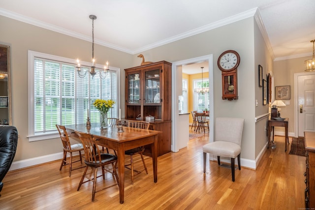 2 Plum Tree Cir, Farmington, CT 06032 - dining space with a chandelier, light wood finished floors, plenty of natural light, ornamental molding, and baseboards