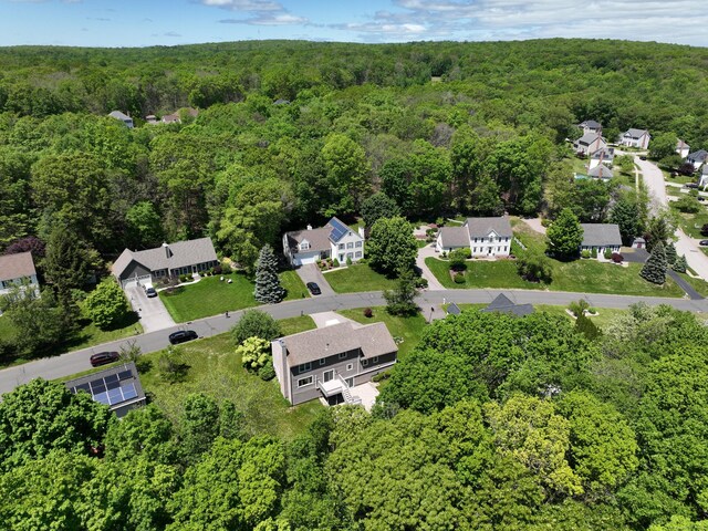5 Nutmeg Ln, East Hampton, CT 06424 - aerial overview of property's location featuring a heavily wooded area and nearby suburban area