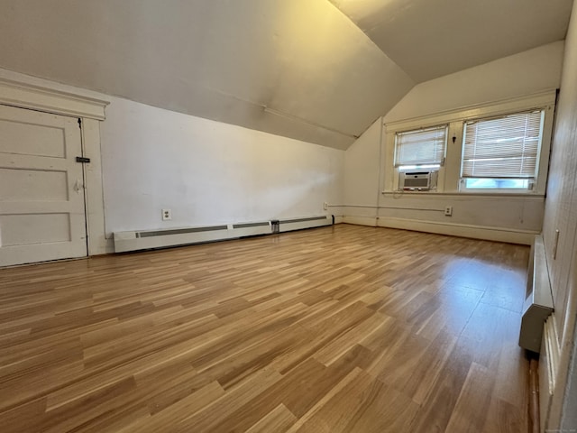 485 Laurel Ave, Bridgeport, CT 06605 - bonus room with a baseboard heating unit, lofted ceiling, wood finished floors, cooling unit, and baseboards