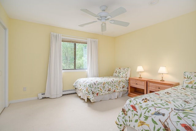 22 Kristy Dr, Bethel, CT 06801 - bedroom with a baseboard heating unit, carpet, and a ceiling fan