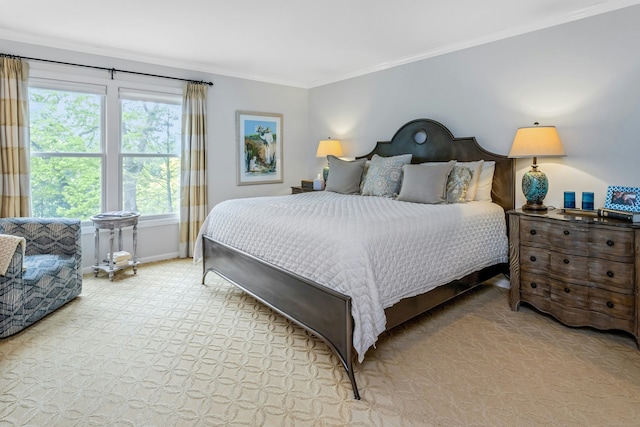 11 Thomas Rd, Westport, CT 06880 - bedroom with baseboards, crown molding, and light carpet