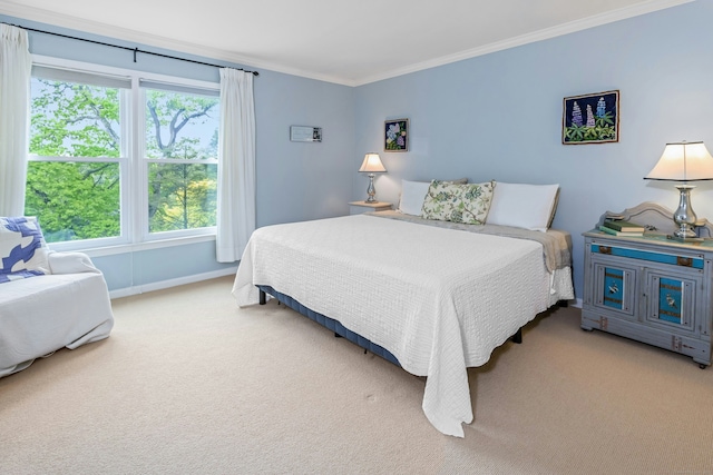 11 Thomas Rd, Westport, CT 06880 - bedroom featuring light carpet, ornamental molding, and baseboards