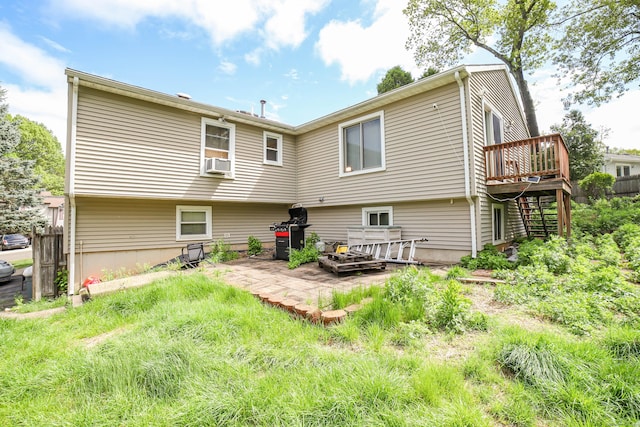 46 Rabbit Rock Rd, East Haven, CT 06513 - back of property featuring stairs, a deck, a patio area, and cooling unit