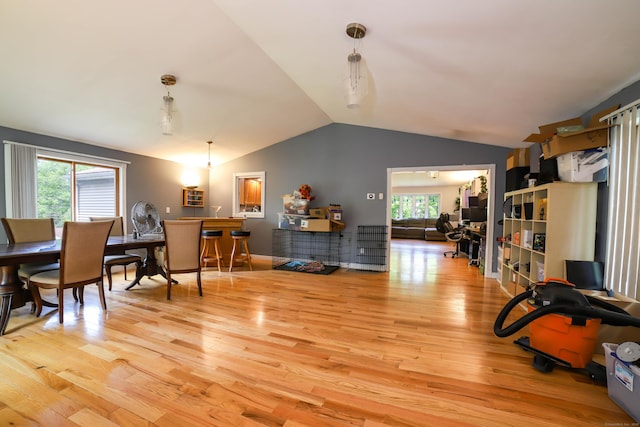 46 Rabbit Rock Rd, East Haven, CT 06513 - dining area featuring lofted ceiling, light wood finished floors, and plenty of natural light
