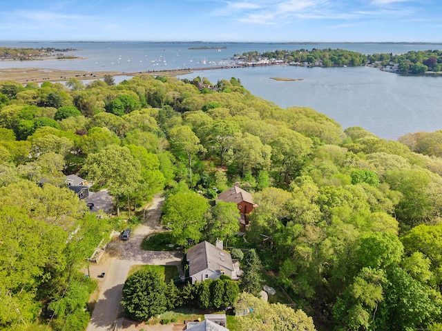 18 Charles St, Groton, CT 06355 - aerial view of a nearby body of water and a heavily wooded area