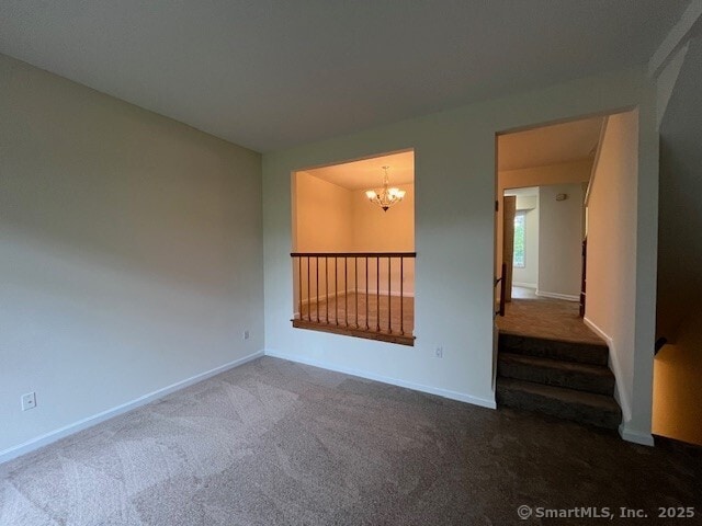 346 Prospect Ave Unit 3, New Haven, CT 06512 - carpeted spare room featuring a chandelier and baseboards
