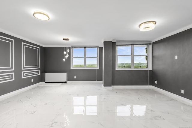 2370 N Ave Unit 12G, Bridgeport, CT 06604 - empty room with baseboards, light marble finish floors, and crown molding