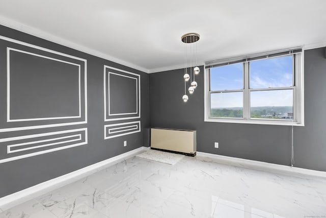 2370 N Ave Unit 12G, Bridgeport, CT 06604 - spare room featuring baseboards, marble look tiles, and crown molding
