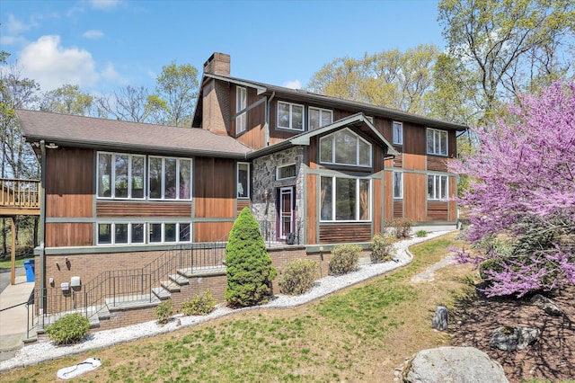 81 Georges Ln, Monroe, CT 06468 - view of front of property with a chimney and a front yard