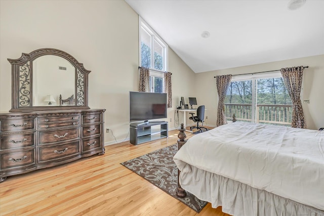 81 Georges Ln, Monroe, CT 06468 - bedroom featuring lofted ceiling, wood finished floors, baseboards, and access to exterior