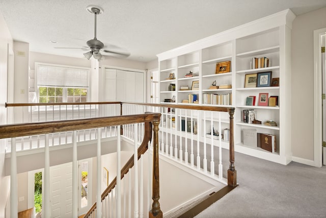 5 Harwich Ln Unit 5, West Hartford, CT 06117 - stairs with carpet, ceiling fan, a textured ceiling, and baseboards