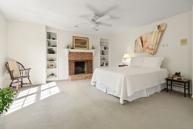 5 Harwich Ln Unit 5, West Hartford, CT 06117 - carpeted bedroom with a brick fireplace and a ceiling fan