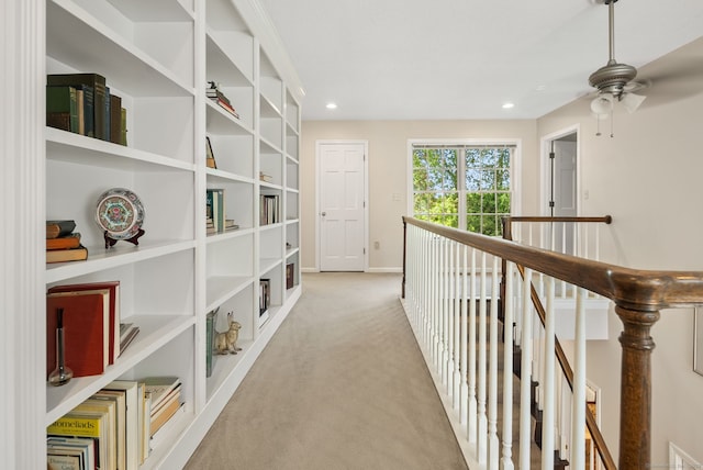 5 Harwich Ln Unit 5, West Hartford, CT 06117 - hallway with an upstairs landing, carpet floors, baseboards, and recessed lighting