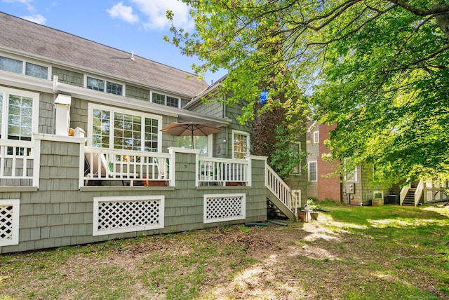 5 Harwich Ln Unit 5, West Hartford, CT 06117 - back of house featuring stairway and a deck