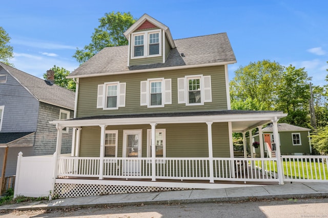 29 E Cliff St, Norwich, CT 06360 - country-style home featuring a porch, a shingled roof, and fence