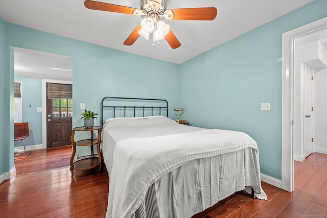 29 E Cliff St, Norwich, CT 06360 - bedroom with dark wood-type flooring, baseboards, and ceiling fan