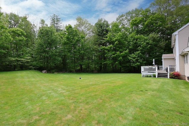 24 Secret Mountain Trl, Canton, CT 06019 - view of grassy yard with a wooden deck
