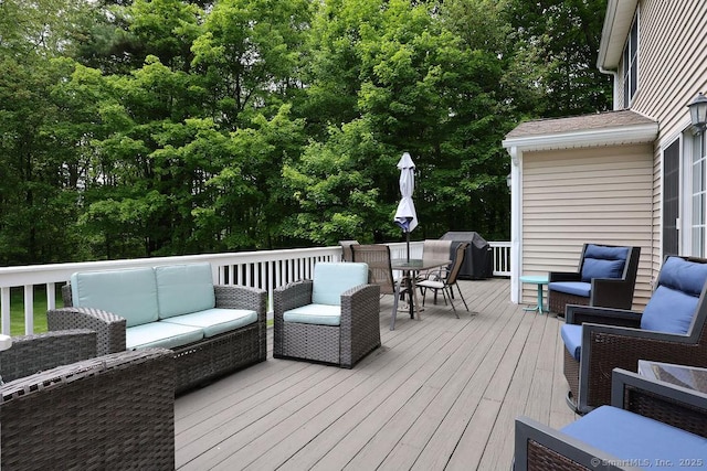 24 Secret Mountain Trl, Canton, CT 06019 - deck with an outdoor hangout area, outdoor dining area, and view of scattered trees