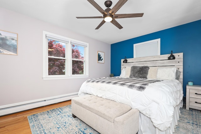 48 Sprucedale Dr, Waterbury, CT 06706 - bedroom with a baseboard radiator, wood finished floors, and ceiling fan